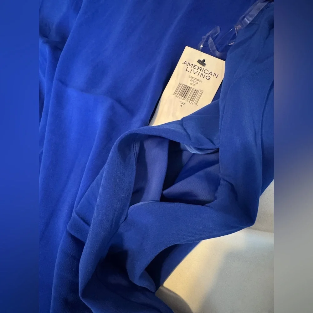 American Living Relaxed T Shirt Dress in Slinky Polyester Royal Blue NWT